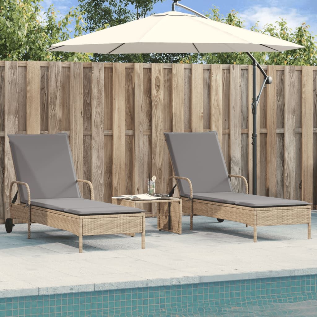 2 Uds Tumbona | Sillas Con Cojines Ratán Sintético Beige Cfw512621
