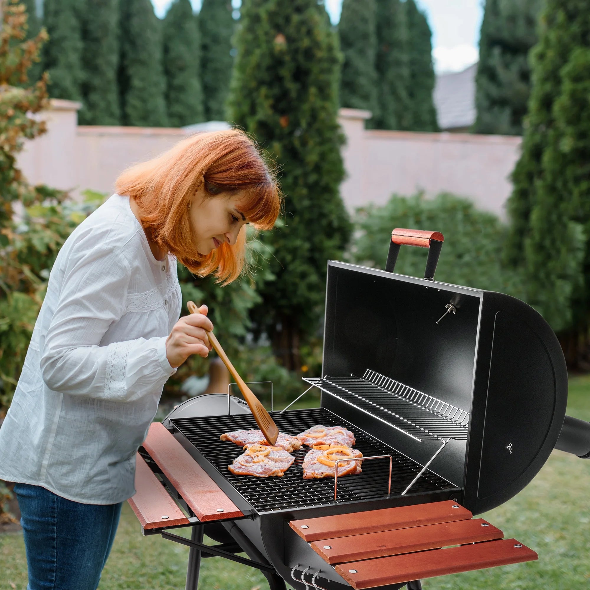 2025 Royal Gourmet CC1830W Parrilla de carbón de 76 cm con ahumador lateral