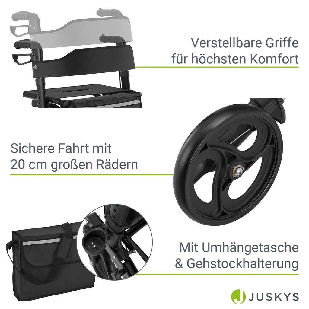2025 Andador de aluminio Vital con asiento – Ligero, plegable y seguro