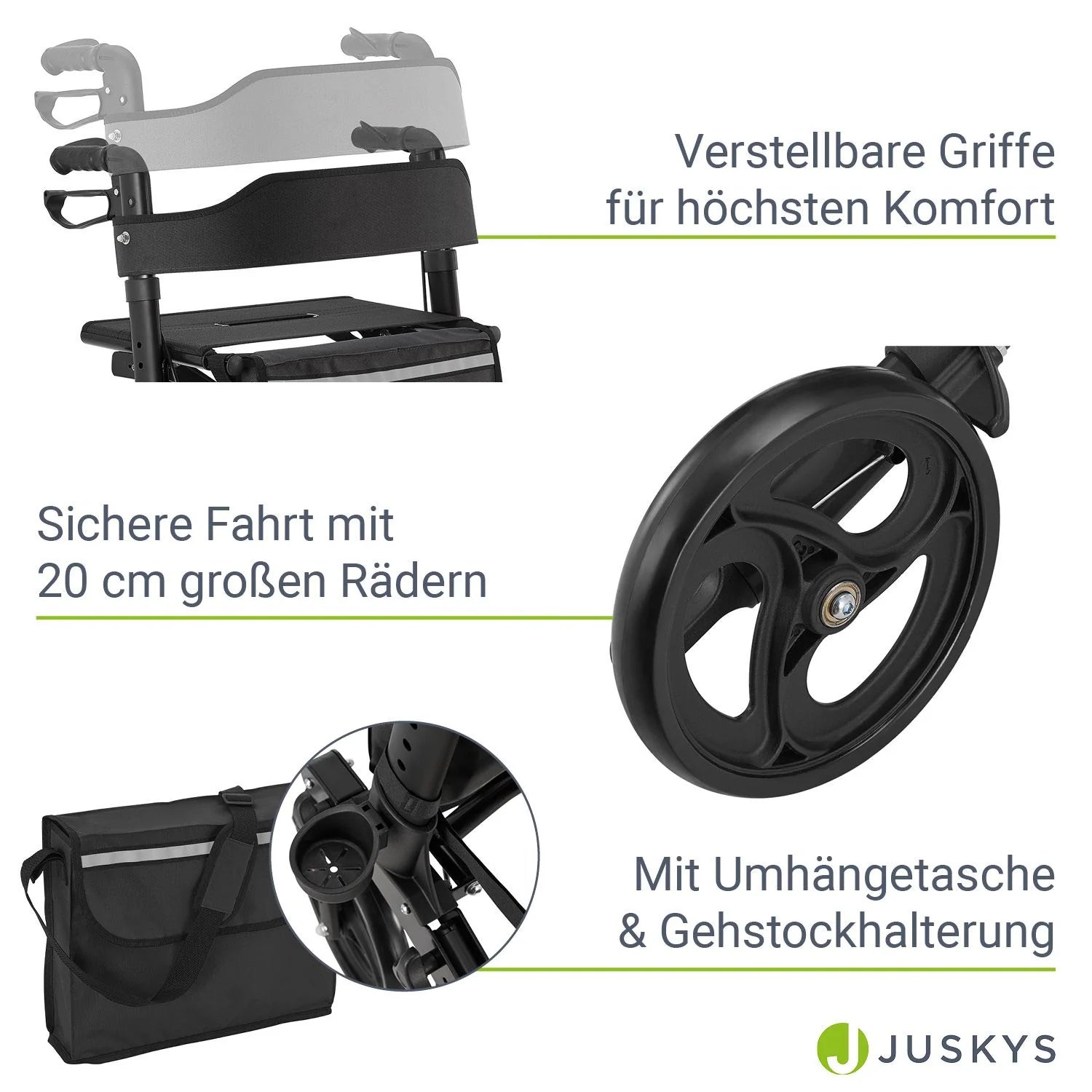 2025 Andador de aluminio Vital con asiento – Ligero, plegable y seguro