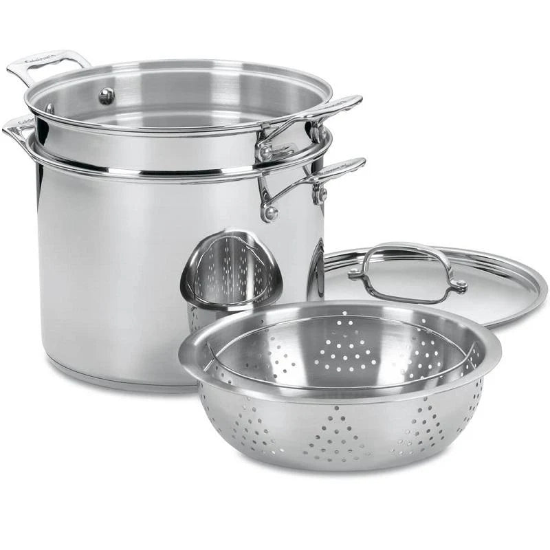 2025 Set Cuisinart para cocinar al vapor y pasta de 12 litros en acero inoxidable