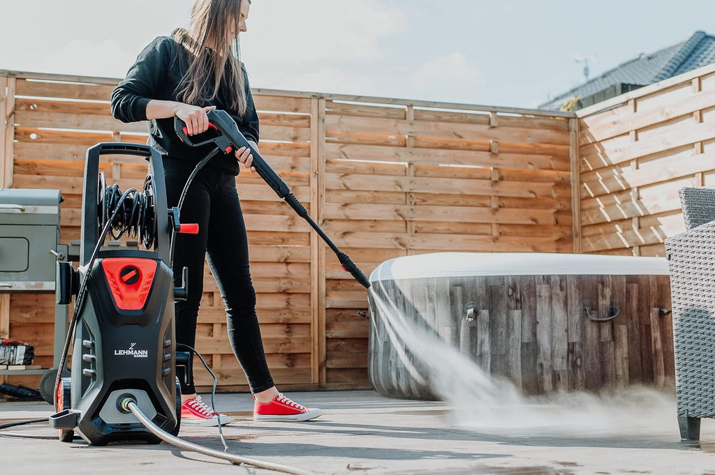 LEHMANN Missouri High Pressure Washer, 2200 W, Max 240 Bar, Flow Rate 480 l/h, 12 m High Pressure Hose, with Accessories - Foam Lance, Adjustable Nozzle, Turbo Nozzle