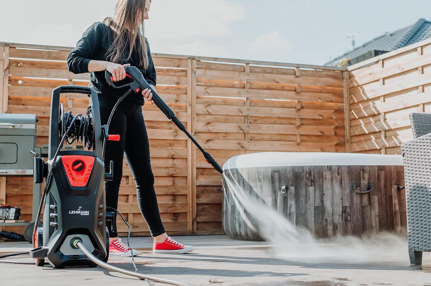 LEHMANN Missouri High Pressure Washer, 2200 W, Max 240 Bar, Flow Rate 480 l/h, 12 m High Pressure Hose, with Accessories - Foam Lance, Adjustable Nozzle, Turbo Nozzle