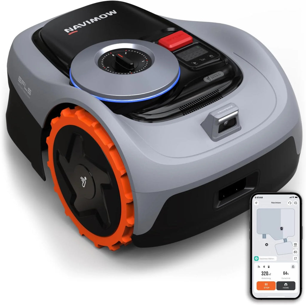 2025 Robot cortacésped Navimow i105E sin cable de delimitación, recomendado para 500 m², máximo 600 m², ganador de pruebas RTK+Vision, protección para erizos, cartografía automática con IA, delimitación virtual, multi-zonas