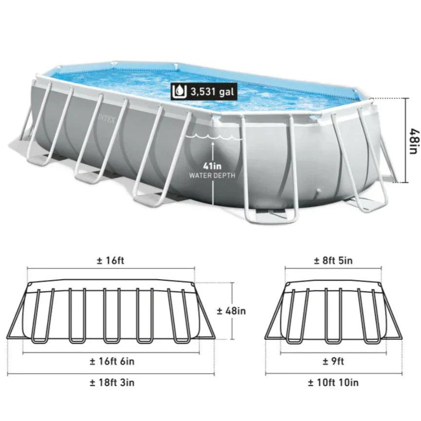 2025 Piscina Elevada Intex Prism Frame™ Ovalada 16,6 x 9 pies x 48"