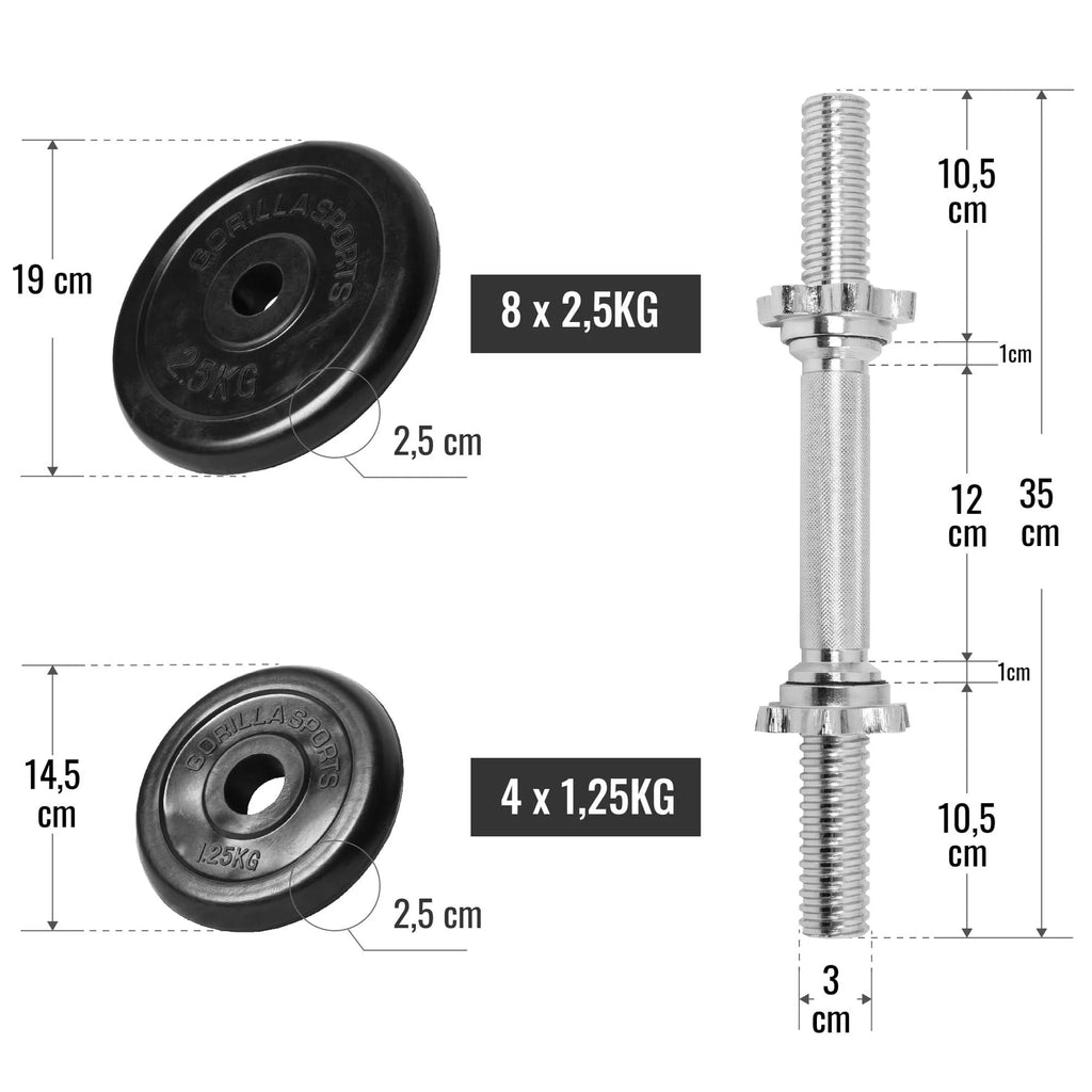 2025 Set de mancuernas con recubrimiento de caucho 30 kg