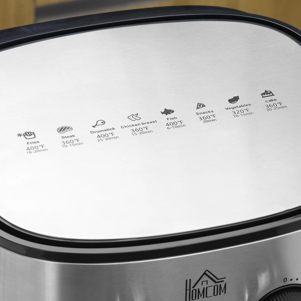 2025 Freidora de aire caliente, 1700 W, 6,9 litros, horno de convección con circulación de aire 360°, temperatura regulable, temporizador y cesta antiadherente para cocinar sin grasa o bajo en grasa.