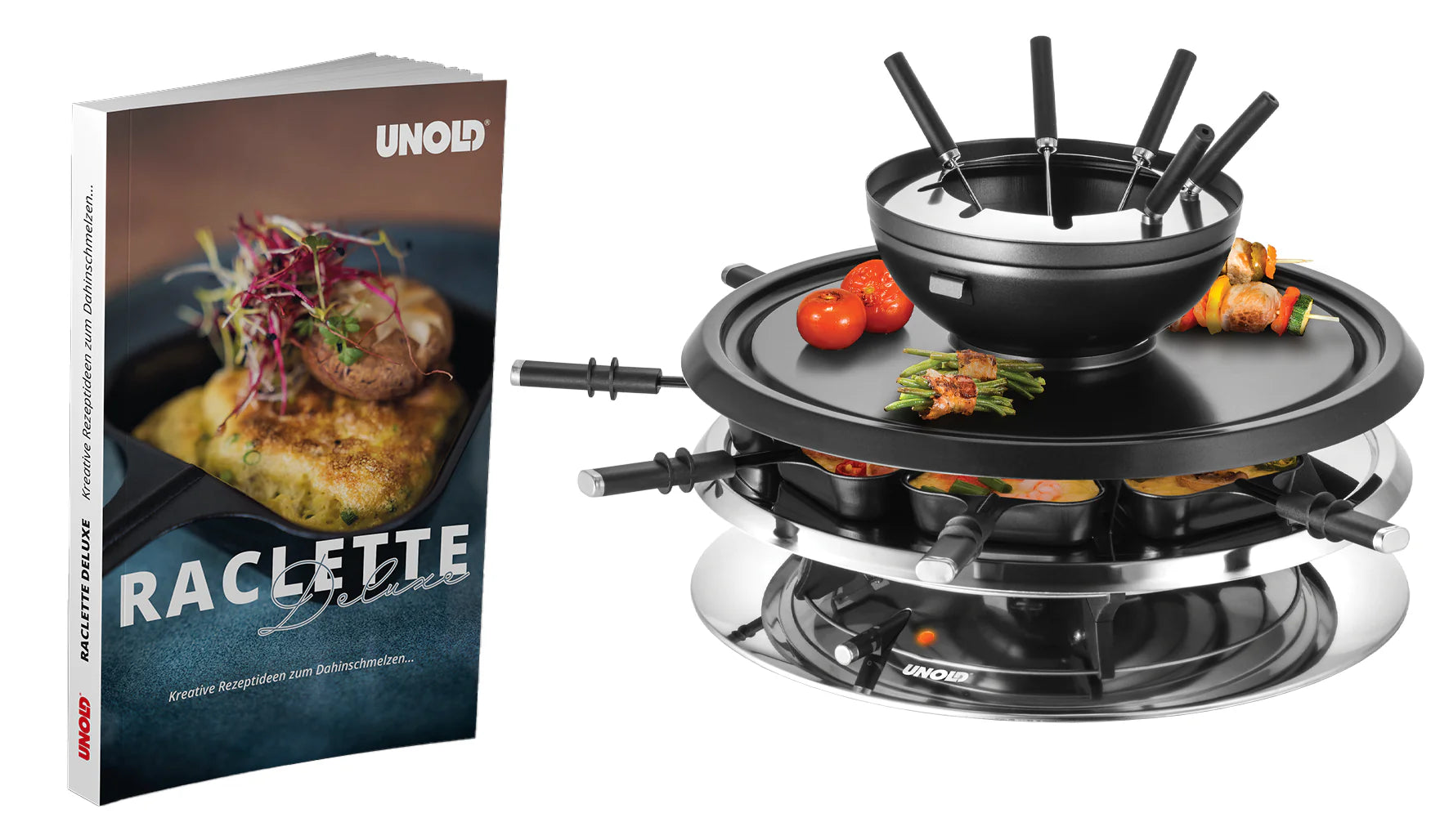 2025 Raclette Multi 4 en 1 – Set de raclette versátil con libro de recetas