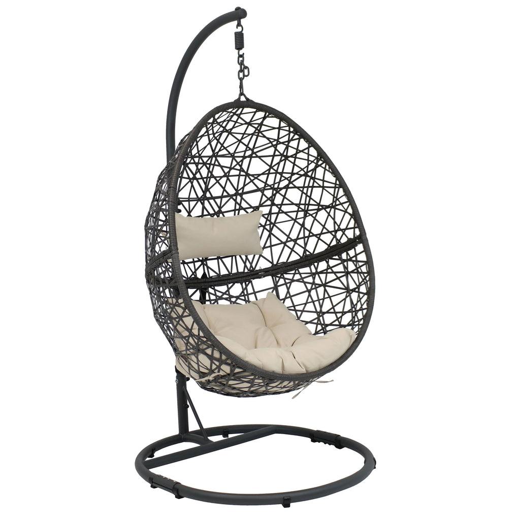 2025 Silla Colgante Sunnydaze Caroline en Forma de Huevo con Estructura de Acero y Cojín