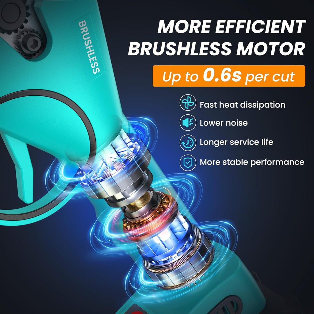 Electric Pruning Shears 50 mm, with Display, 2 Batteries 2000 mAh, Continued 4-8 Hours, Cutting Diameter is Adjustable in Two Gears (35/50 mm), Suitable for Orchards, Gardens and Farms