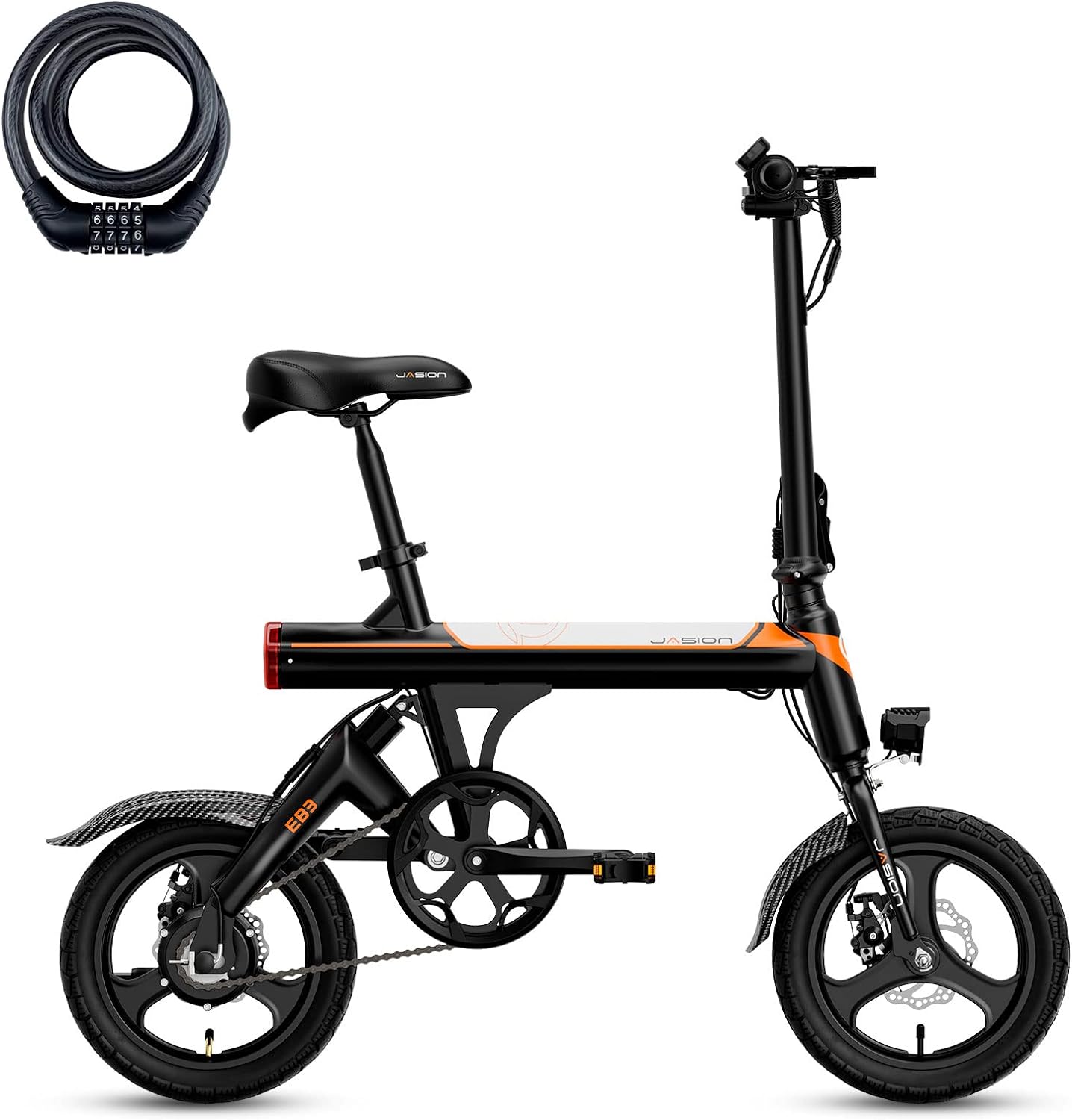 Bicicleta eléctrica EB3 para adultos, velocidad hasta 34 km/h, motor potente de 500W, batería de 270Wh, suspensión trasera, 3 niveles de asistencia, bicicleta plegable de 14 pulgadas para adultos y adolescentes, conforme a UL2849