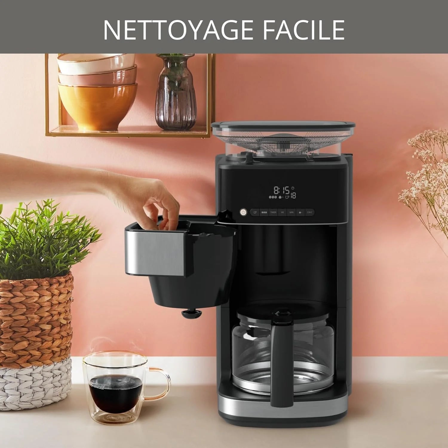 2025 Krups Grind and Brew KM8328 Cafetera de Filtro con Molinillo, 1.25 L, 10–15 Tazas