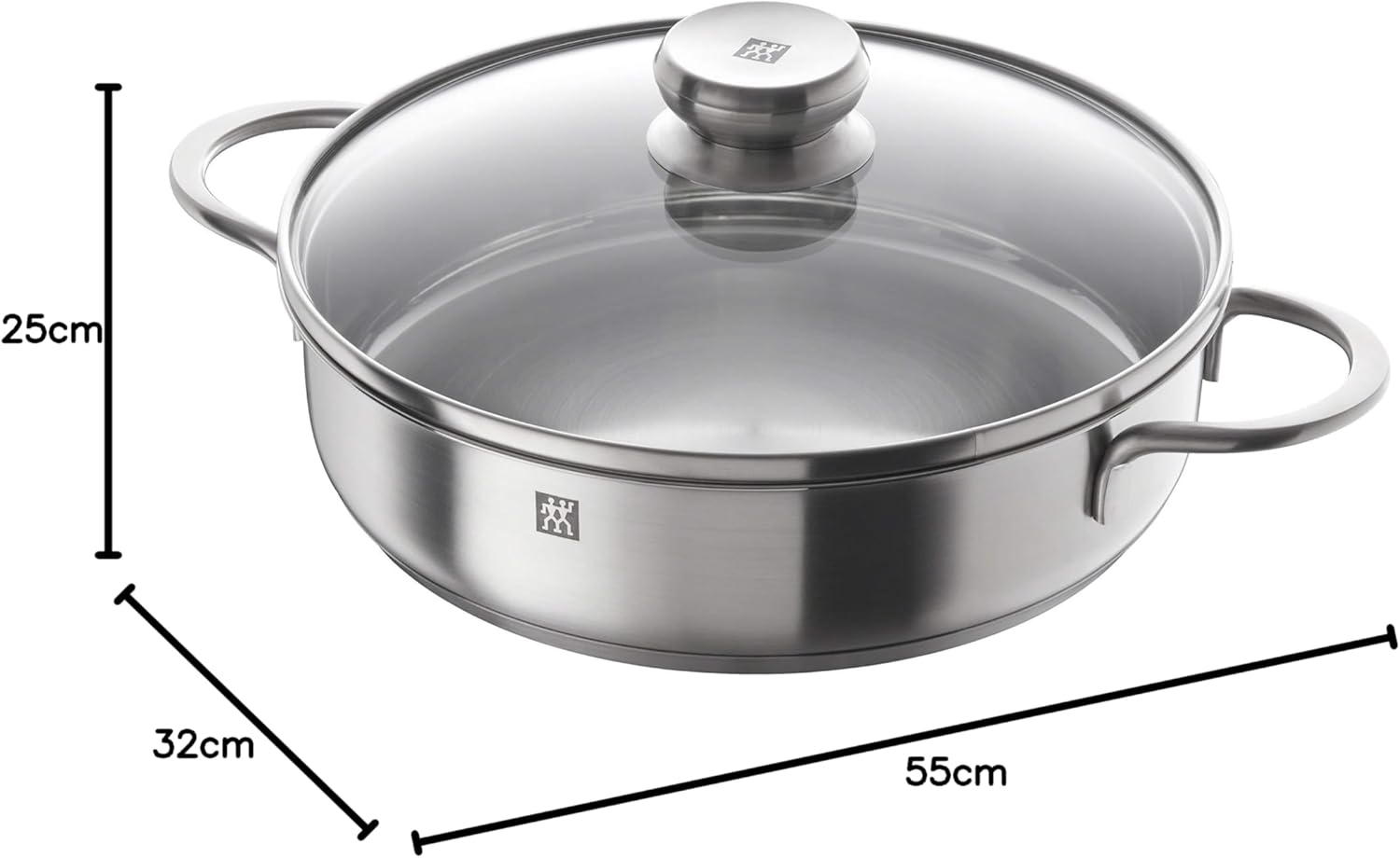 ZWILLING 5-Piece Cookware Set, 4 Lids, Suitable for Induction, Stainless Steel, Passion, Bright Grey, Diameter 16 cm, Diameter 20 cm, Diameter 24 cm, Diameter 28 cm