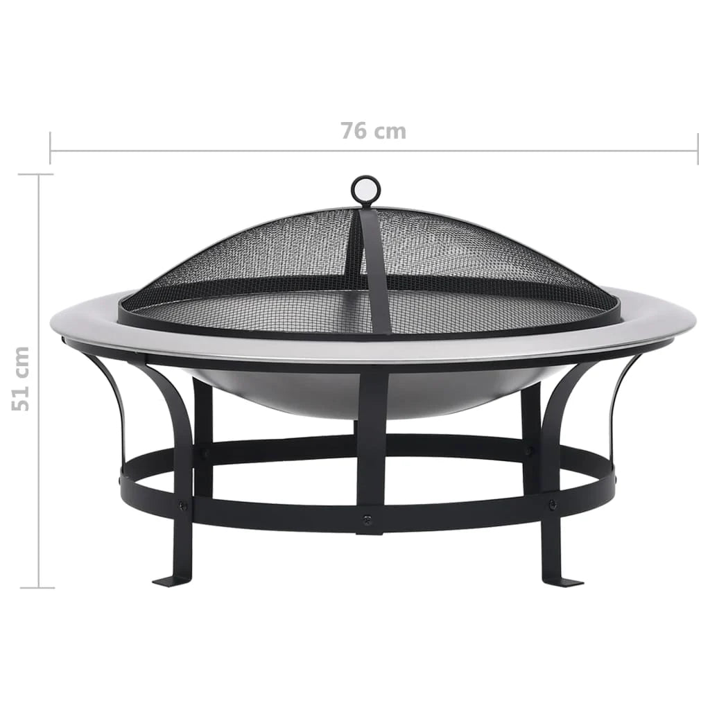 2025 Brasero con rejilla de acero inoxidable de 76 cm, fogón, atizador, pantalla contra chispas
