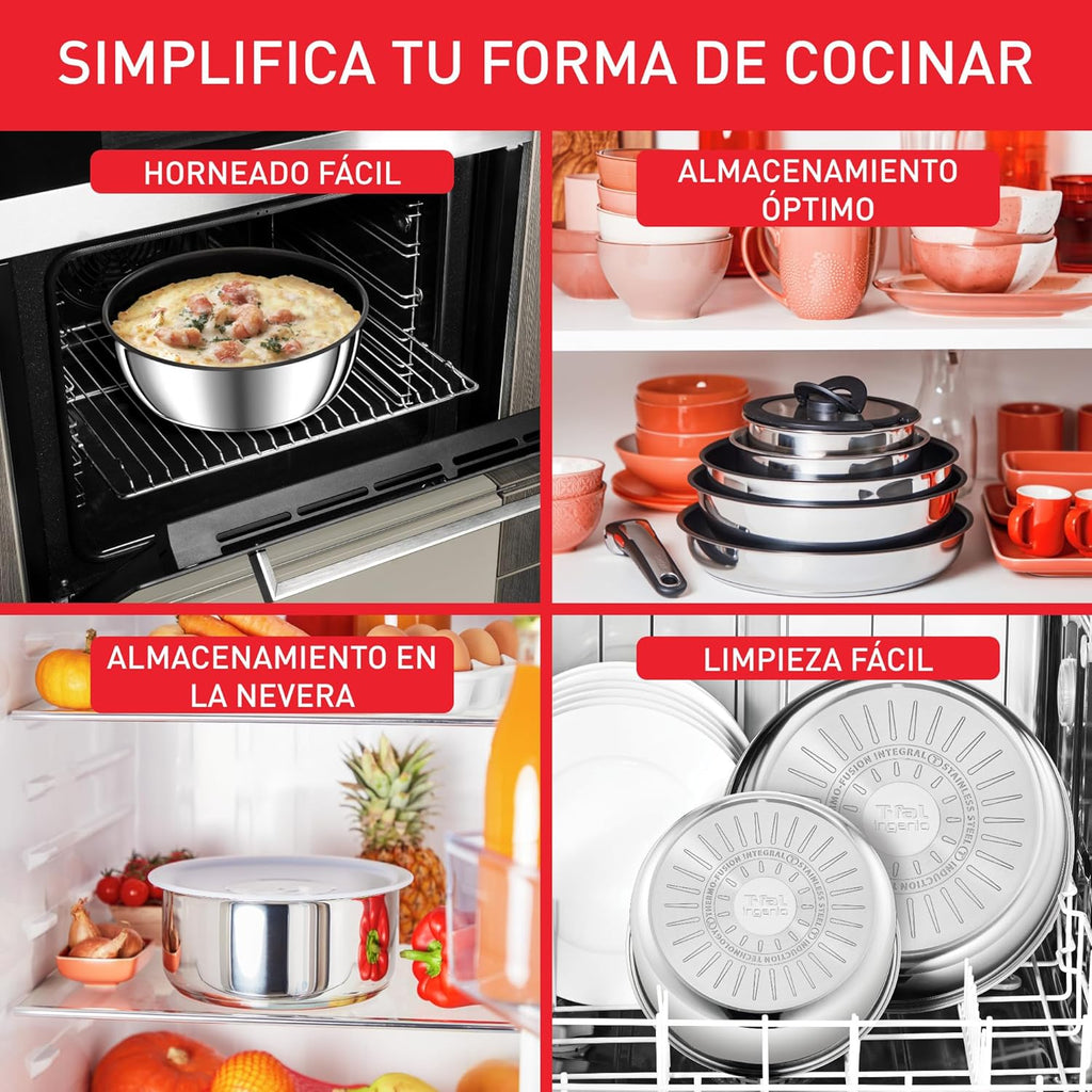 Tefal Ingenio Preference On Set of 2 Frying Pans 24/28 cm + 2 Saucepans 16/20 cm + 24 cm Pot + 26 cm Wok + 2 Removable Handles + 5 Accessories | Induction Safe, Non-Stick, PFOA Free
