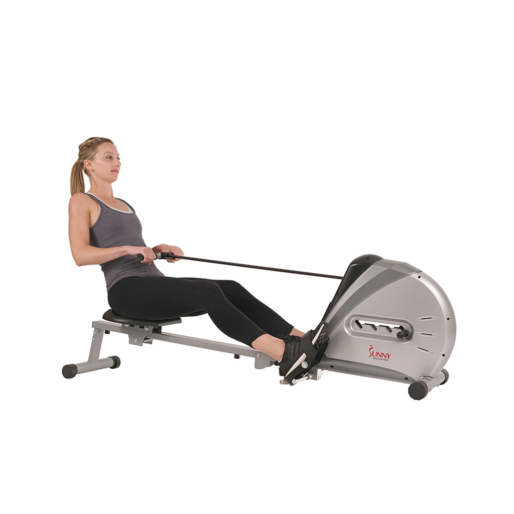 Remo con cuerda elástica Sunny Health & Fitness, pantalla LCD para un entrenamiento completo en casa, modelo SF-RW5606.