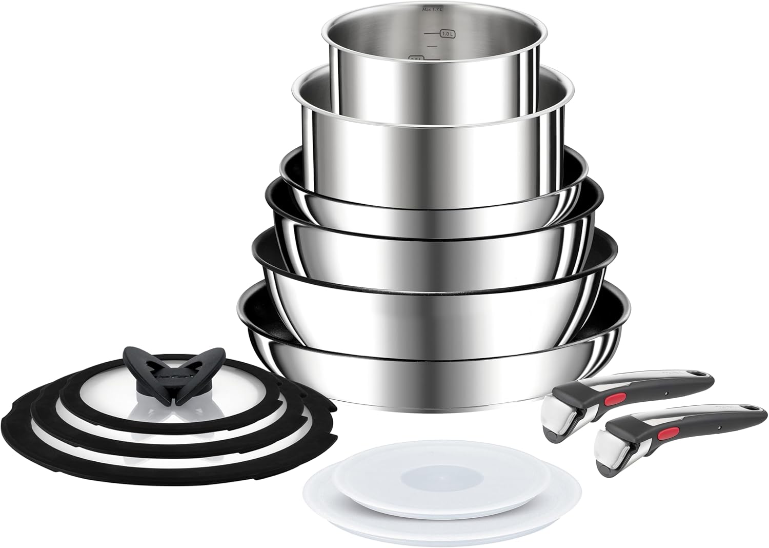 Tefal Ingenio Preference On Set of 2 Frying Pans 24/28 cm + 2 Saucepans 16/20 cm + 24 cm Pot + 26 cm Wok + 2 Removable Handles + 5 Accessories | Induction Safe, Non-Stick, PFOA Free