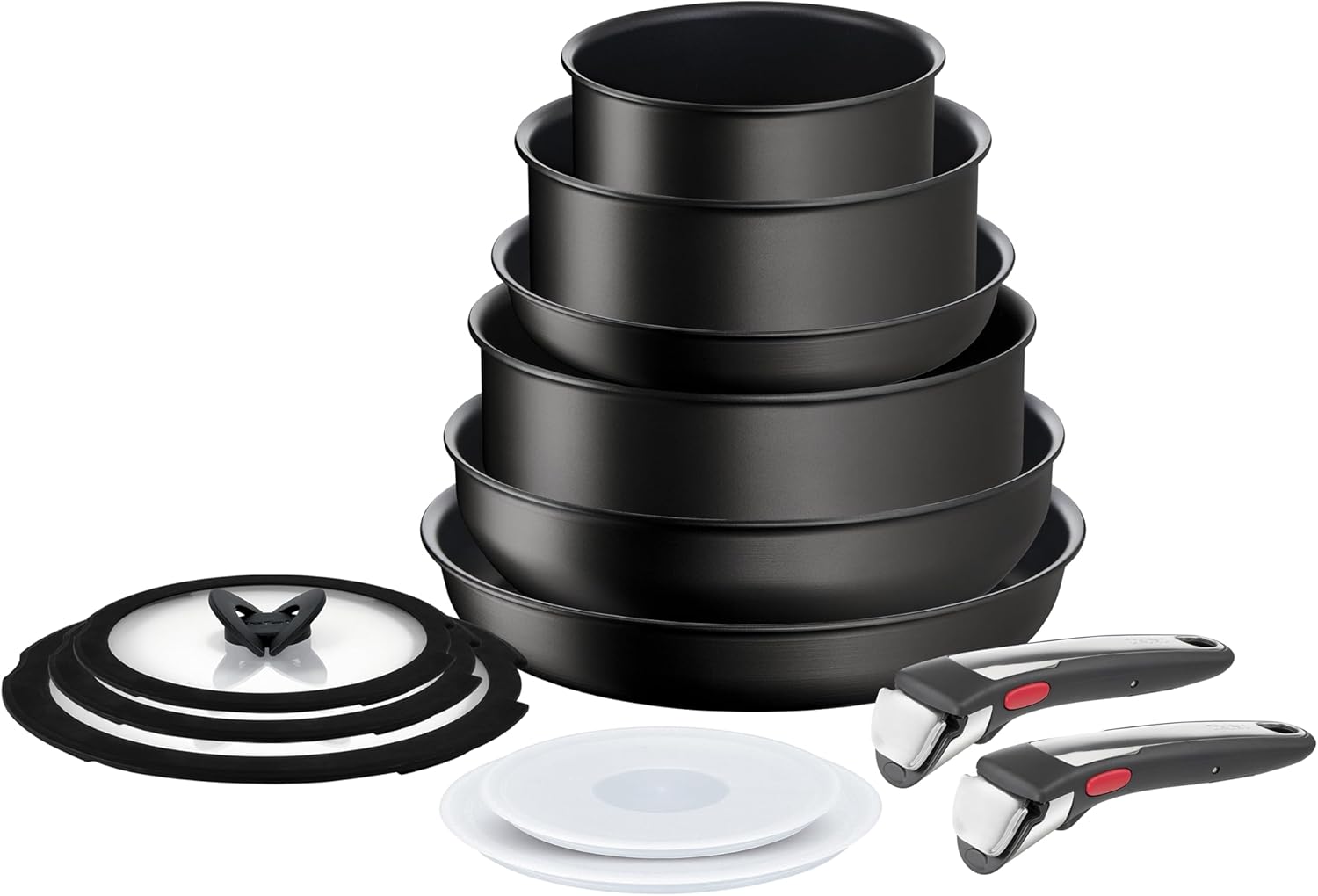 Tefal Ingenio Unlimited On - Juego de 3 Cazos 16/18/20 cm + Mango extraíble | Apto inducción, antiadherentes, revestimiento titanio, Thermo-signal, sin PFOA, apto lavavajillas y horno