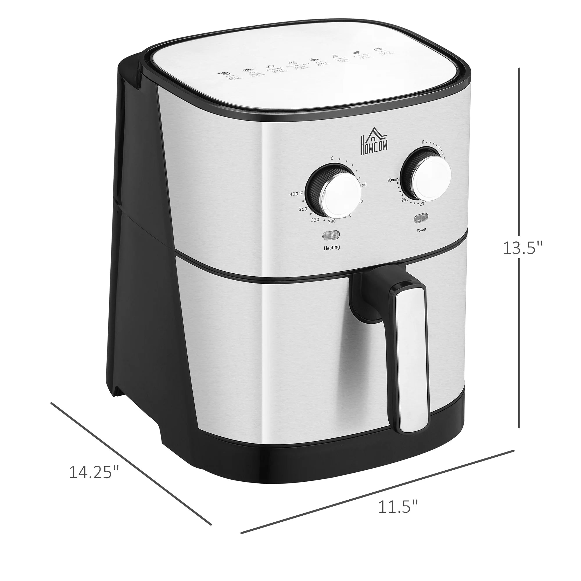 2025 Freidora de aire caliente, 1700 W, 6,9 litros, horno de convección con circulación de aire 360°, temperatura regulable, temporizador y cesta antiadherente para cocinar sin grasa o bajo en grasa.