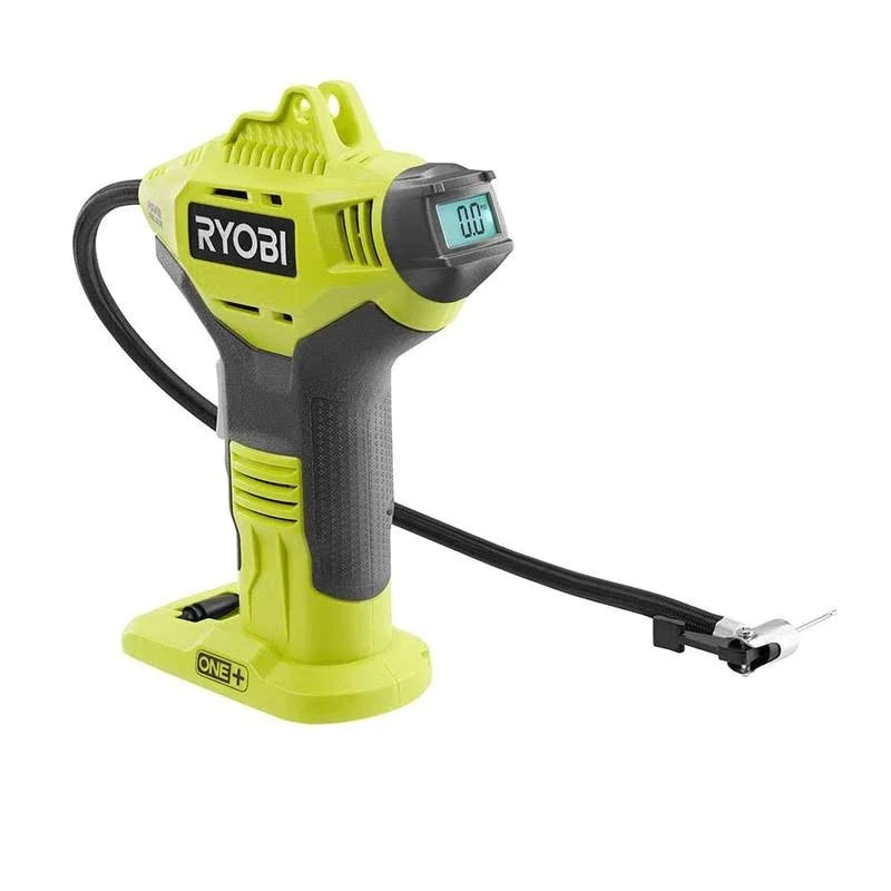 2025 Inflador de alta presión inalámbrico Ryobi P737D 18V One+ con manómetro digital, batería 4.0 Ah, cargador y bolsa