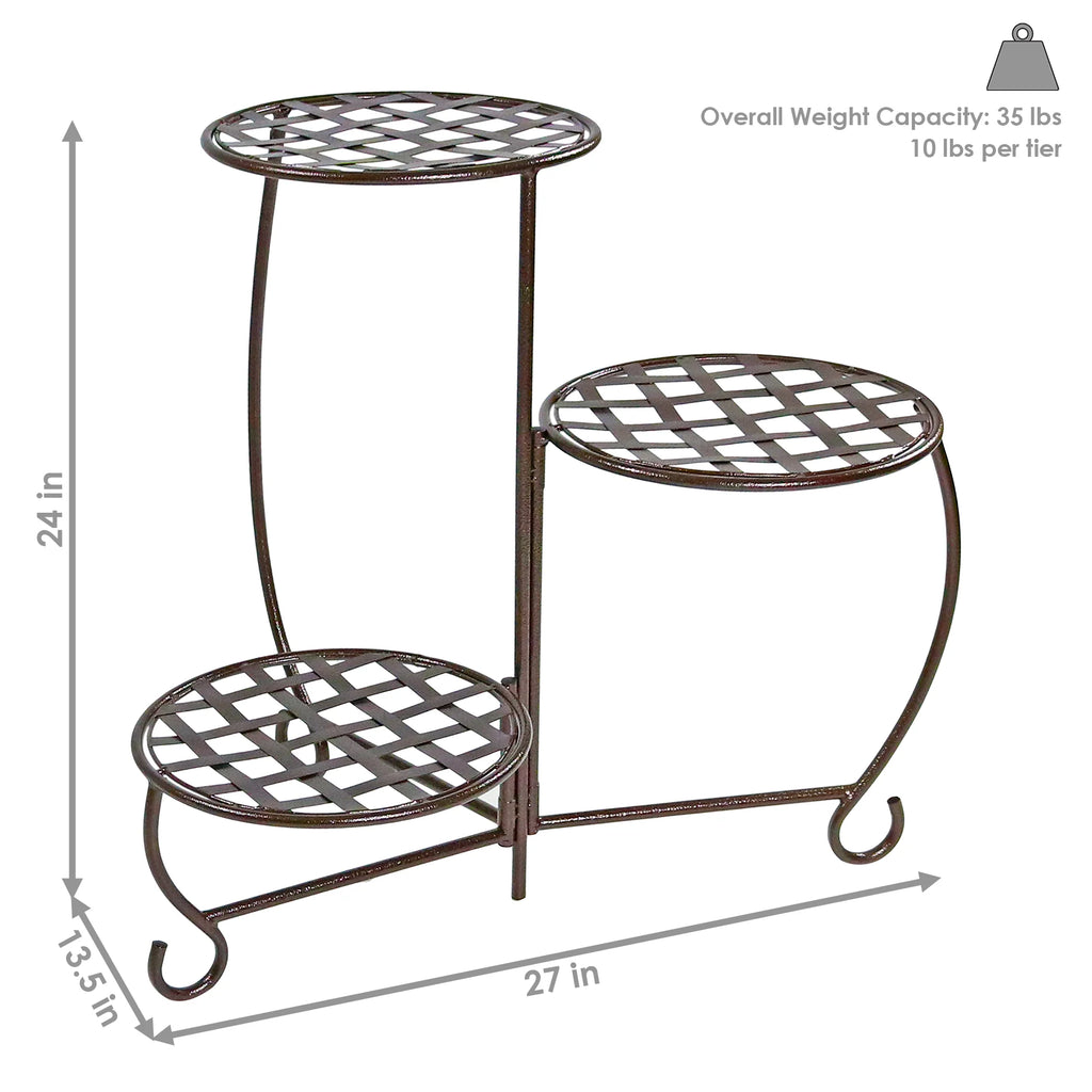 2025 Sunnydaze - Conjunto de 2 Soportes para Plantas de Metal con Diseño Ajedrezado y Acabado en Bronce