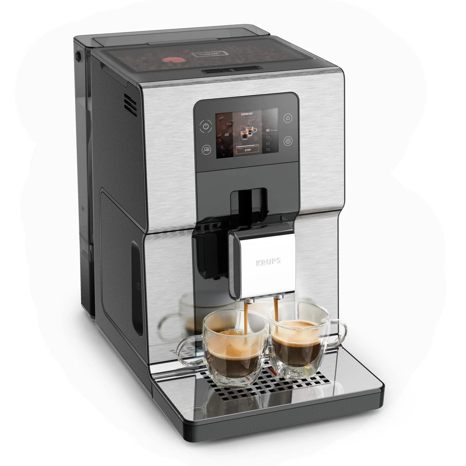 2025 Krups Intuition Experience - Cafetera superautomática, pantalla táctil color, máquina de café con indicadores lumínicos, 17 bebidas personalizables, recetas personalizadas, acero inoxidable