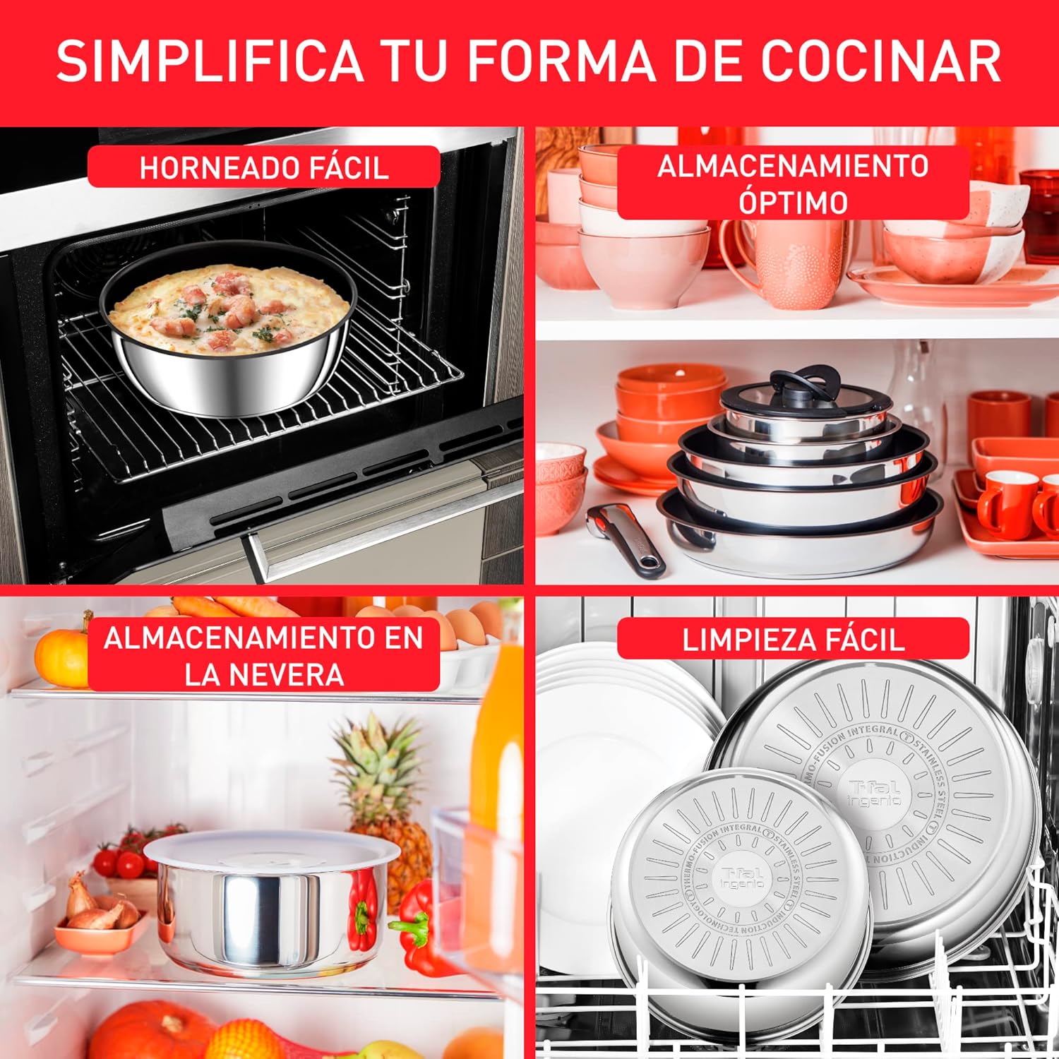 Tefal Ingenio Preference On Set of 2 Frying Pans 24/28 cm + 2 Saucepans 16/20 cm + 24 cm Pot + 26 cm Wok + 2 Removable Handles + 5 Accessories | Induction Safe, Non-Stick, PFOA Free