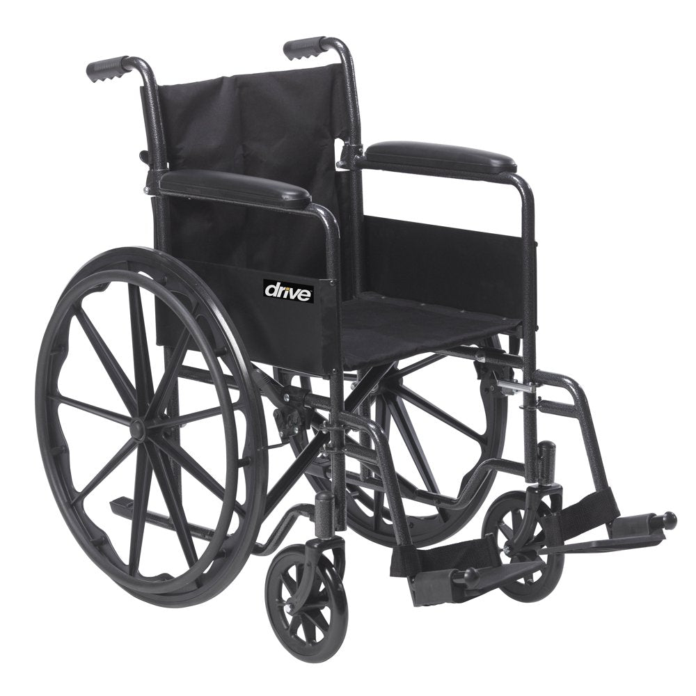 2025 Silla de ruedas Drive Medical Silver Sport 1 con reposabrazos completos y reposapiés removibles y abatibles