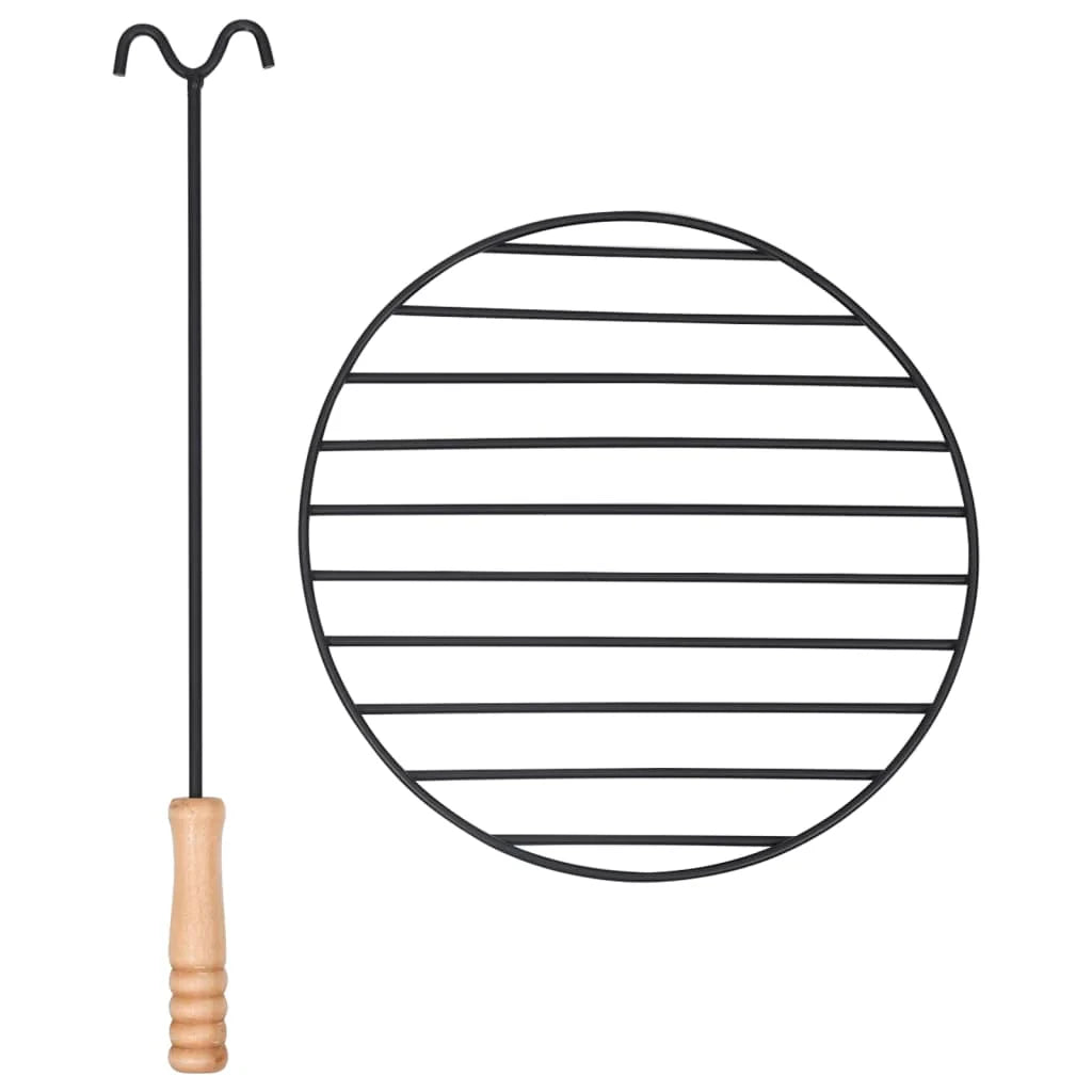 2025 Brasero con rejilla de acero inoxidable de 76 cm, fogón, atizador, pantalla contra chispas