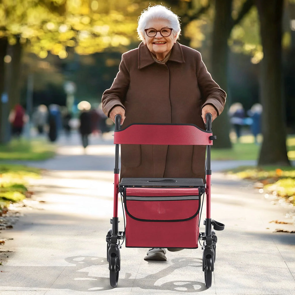 2025 Andador de aluminio Vital con asiento – Ligero, plegable y seguro